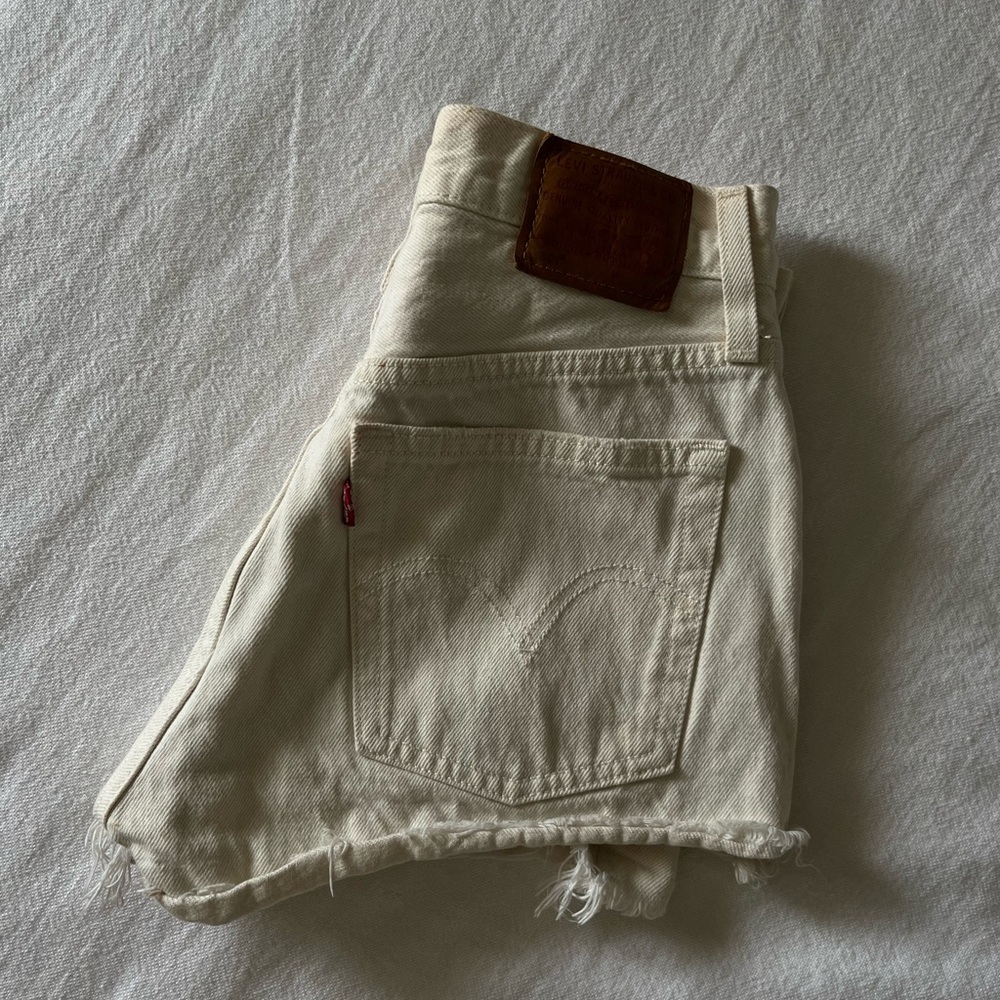 Cream Denim Shorts